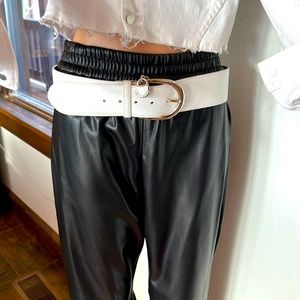 Ralph Lauren Belt white leather with silver tone buckle